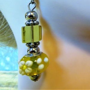 crystal art glass pierced dangle earrings